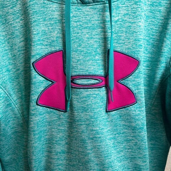 EUC Under Armour UA Unisex Heather Green Pullover Hoodie - Size Medium - Picture 3 of 7